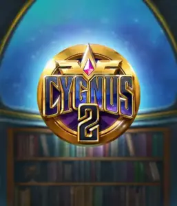 Discover the enchanting graphics of Cygnus 2 Slot by ELK Studios, showcasing a spectacular golden emblem with a shining design in purple and gold. Set against a starlit library backdrop, this graphic evokes the essence of adventure and mystery. 