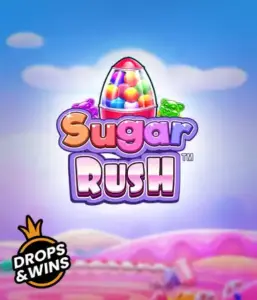 Enjoy the colorful world of Sugar Rush by Pragmatic Play, featuring a bright candy dispenser set against a dreamy candy landscape. This image evokes the playfulness of the game, enhanced with bright candies and enticing typography. Ideal for players seeking a sweet adventure, delivering hours of fun. 