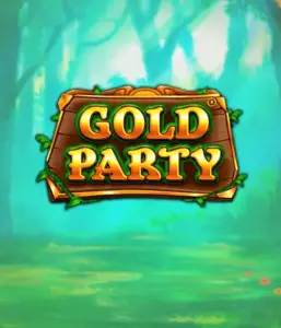 Discover the magical forest of Gold Party slot by Pragmatic Play, highlighting a charming wooden sign decorated with golden letters. The setting is a green forest which adds a mystical touch to the overall ambiance. Ideal for fans of magical and nature-inspired games, providing a whimsical adventure. 