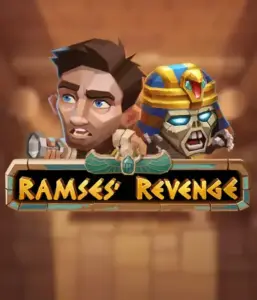 Uncover the mysterious world of Ramses' Revenge slot by Relax Gaming, showcasing a surprised explorer and a menacing mummy amid an Egyptian tomb backdrop. This graphic depicts the adventure of ancient Egyptian myths, perfect for those interested in historical adventures, offering a gripping escape. 